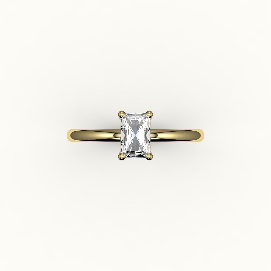 Engaste de anillo solitario clásico de corte radiante