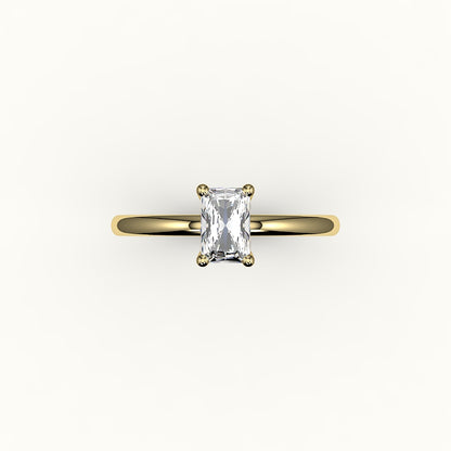 Engaste de anillo solitario clásico de corte radiante