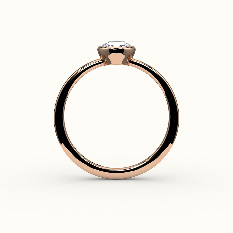 Engaste de anillo con bisel de corte redondo clásico