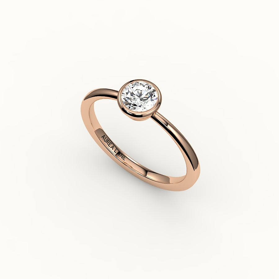 Engaste de anillo con bisel de corte redondo clásico