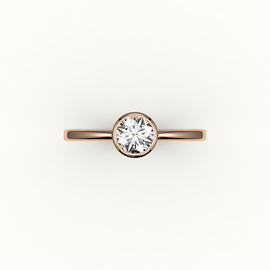 Engaste de anillo con bisel de corte redondo clásico