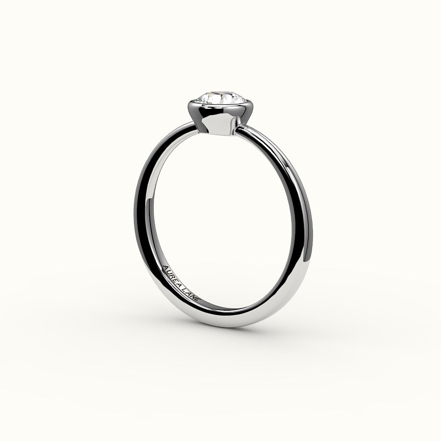 Engaste de anillo con bisel de corte redondo clásico