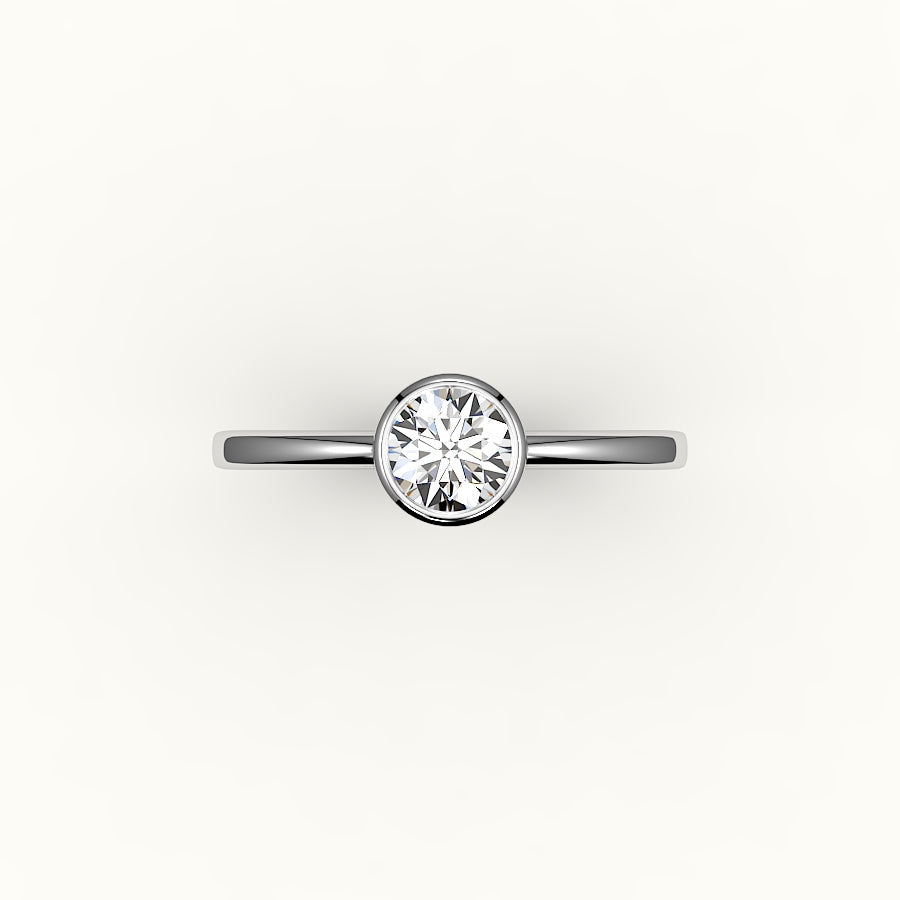 Engaste de anillo con bisel de corte redondo clásico