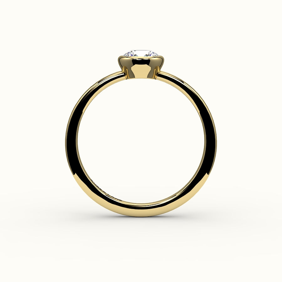 Engaste de anillo con bisel de corte redondo clásico