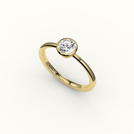 Engaste de anillo con bisel de corte redondo clásico