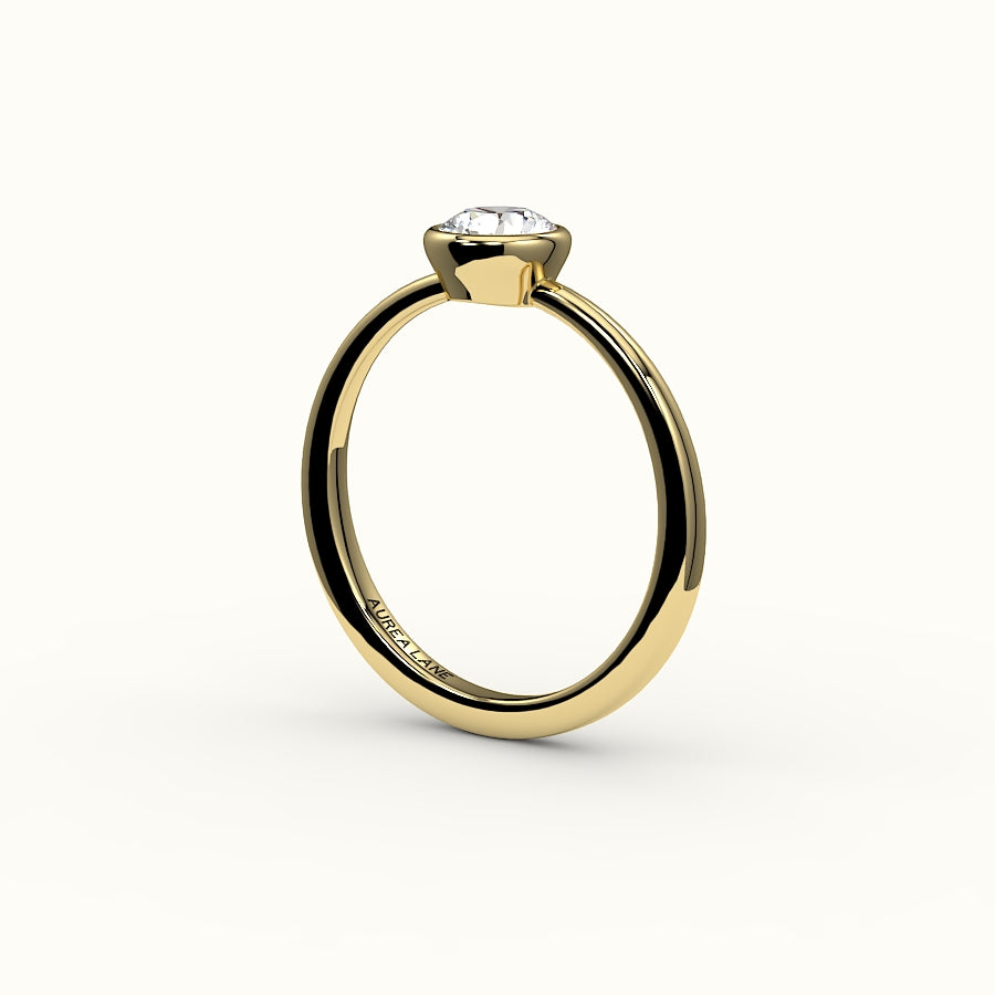 Engaste de anillo con bisel de corte redondo clásico