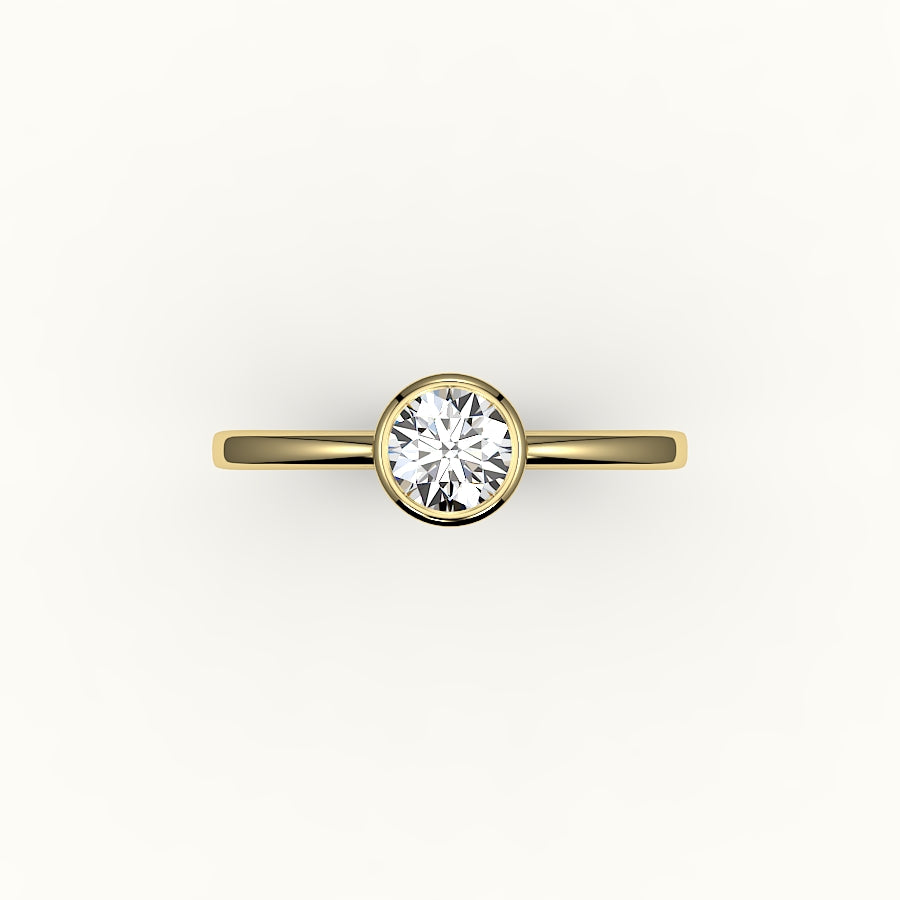 Engaste de anillo con bisel de corte redondo clásico