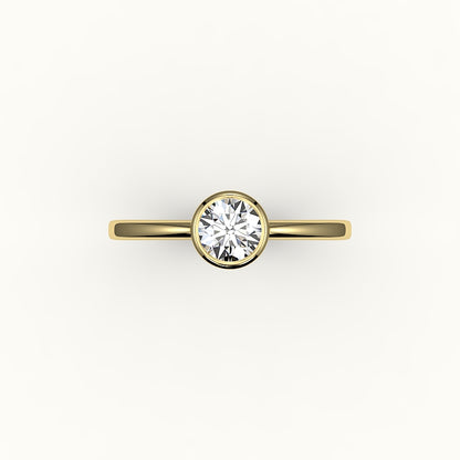 Engaste de anillo con bisel de corte redondo clásico
