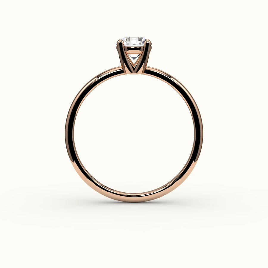 Engaste de anillo solitario de corte redondo clásico