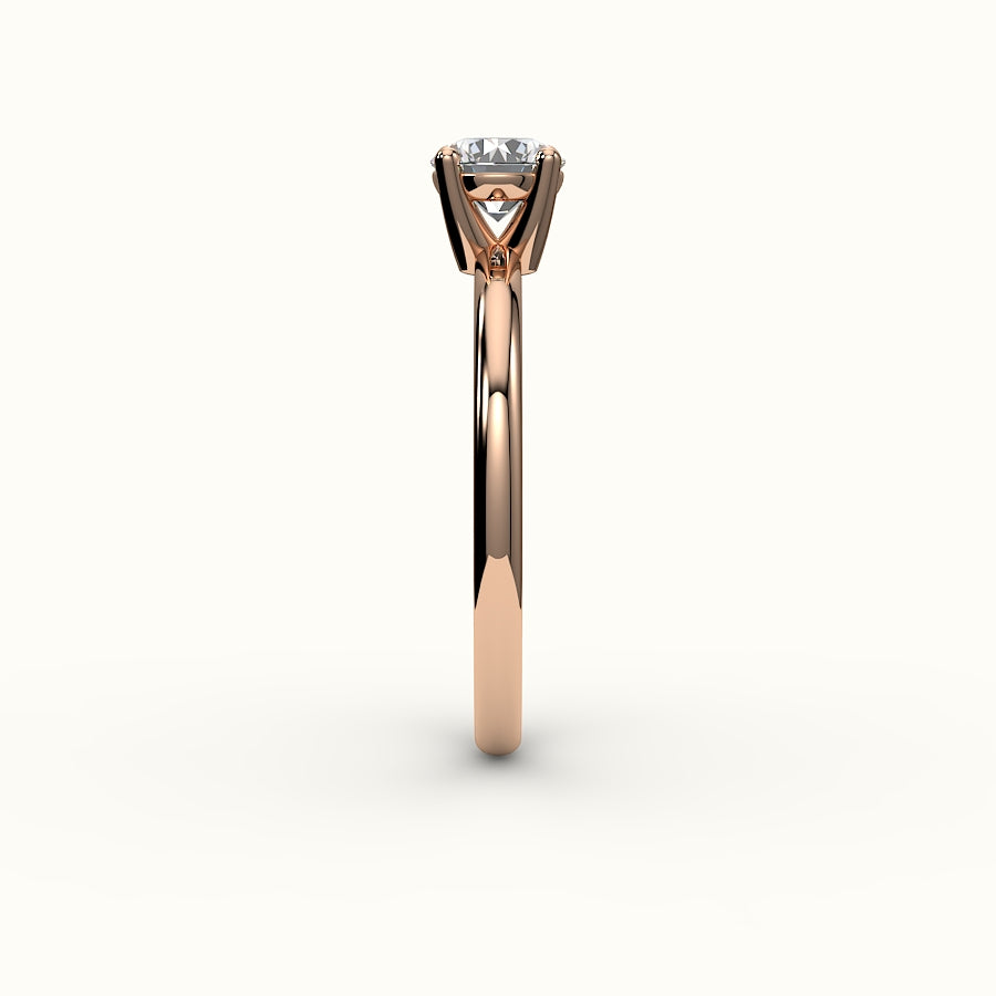 Engaste de anillo solitario de corte redondo clásico