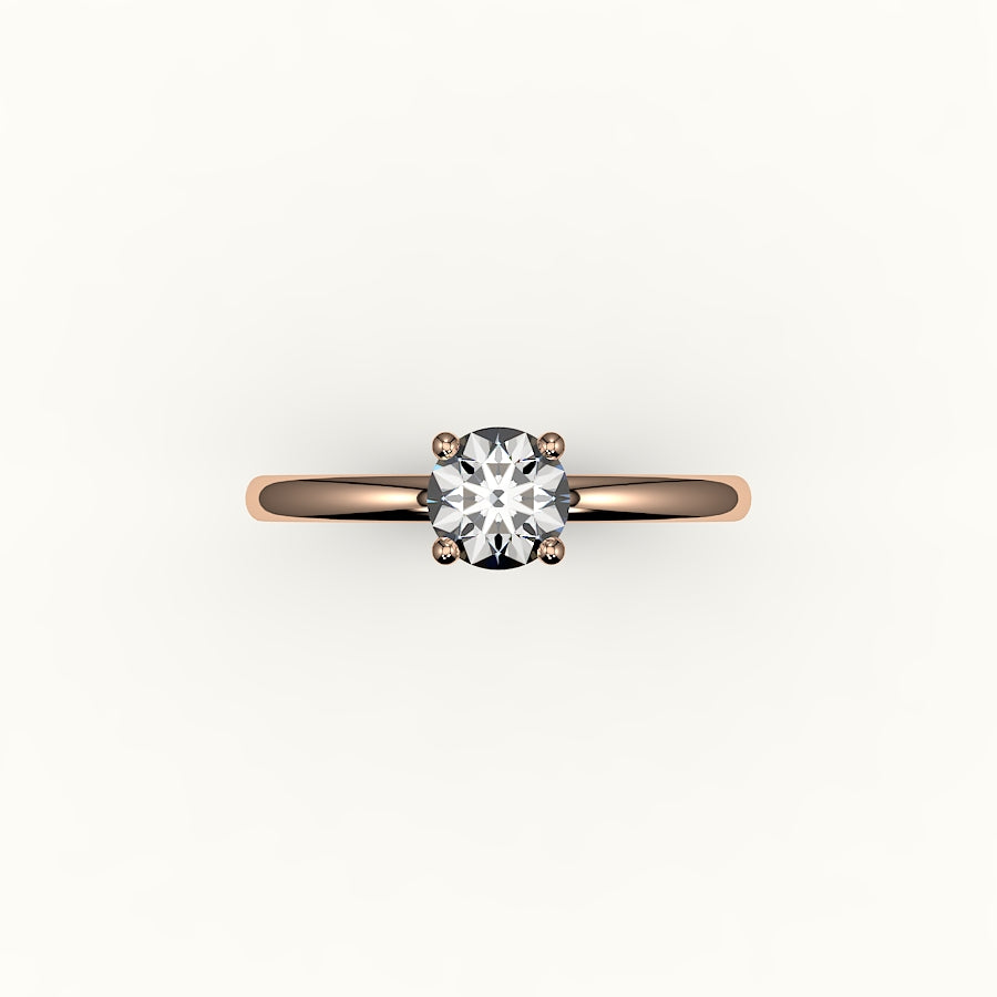 Engaste de anillo solitario de corte redondo clásico