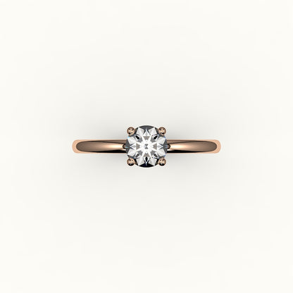Engaste de anillo solitario de corte redondo clásico