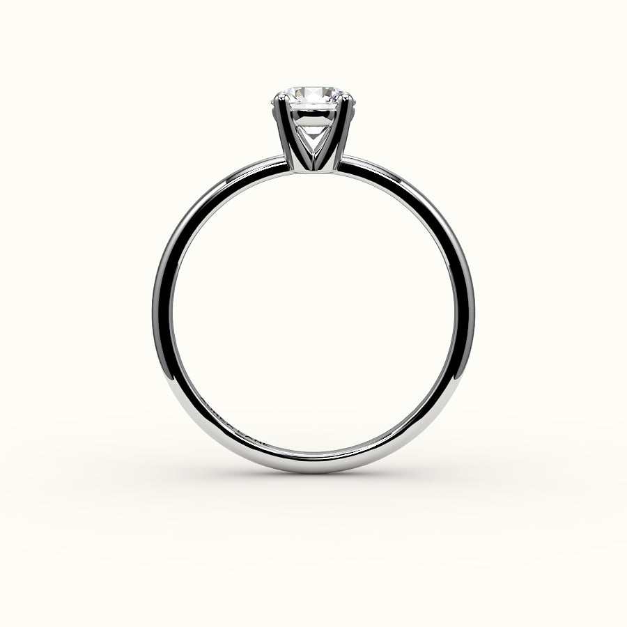 Engaste de anillo solitario de corte redondo clásico