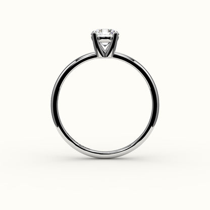 Engaste de anillo solitario de corte redondo clásico