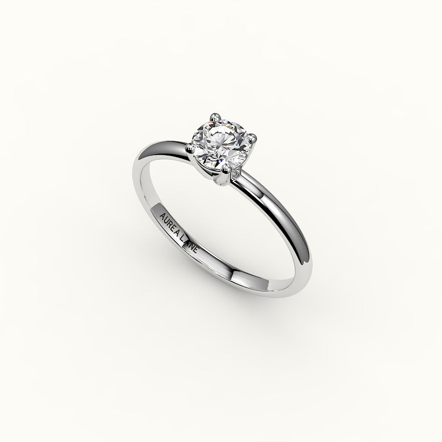 Engaste de anillo solitario de corte redondo clásico