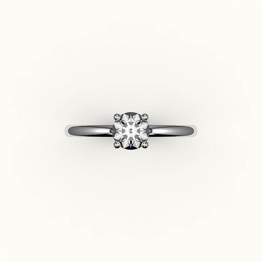 Engaste de anillo solitario de corte redondo clásico