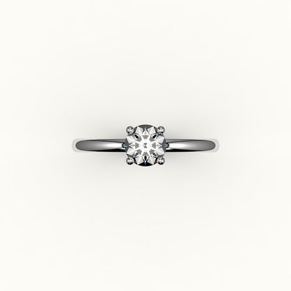 Engaste de anillo solitario de corte redondo clásico