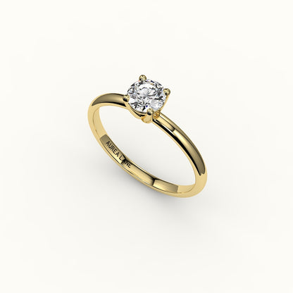 Engaste de anillo solitario de corte redondo clásico