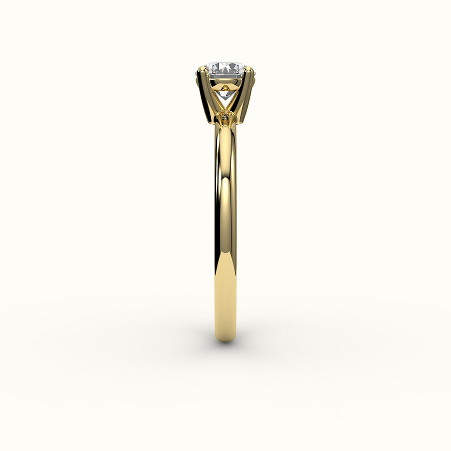 Engaste de anillo solitario de corte redondo clásico