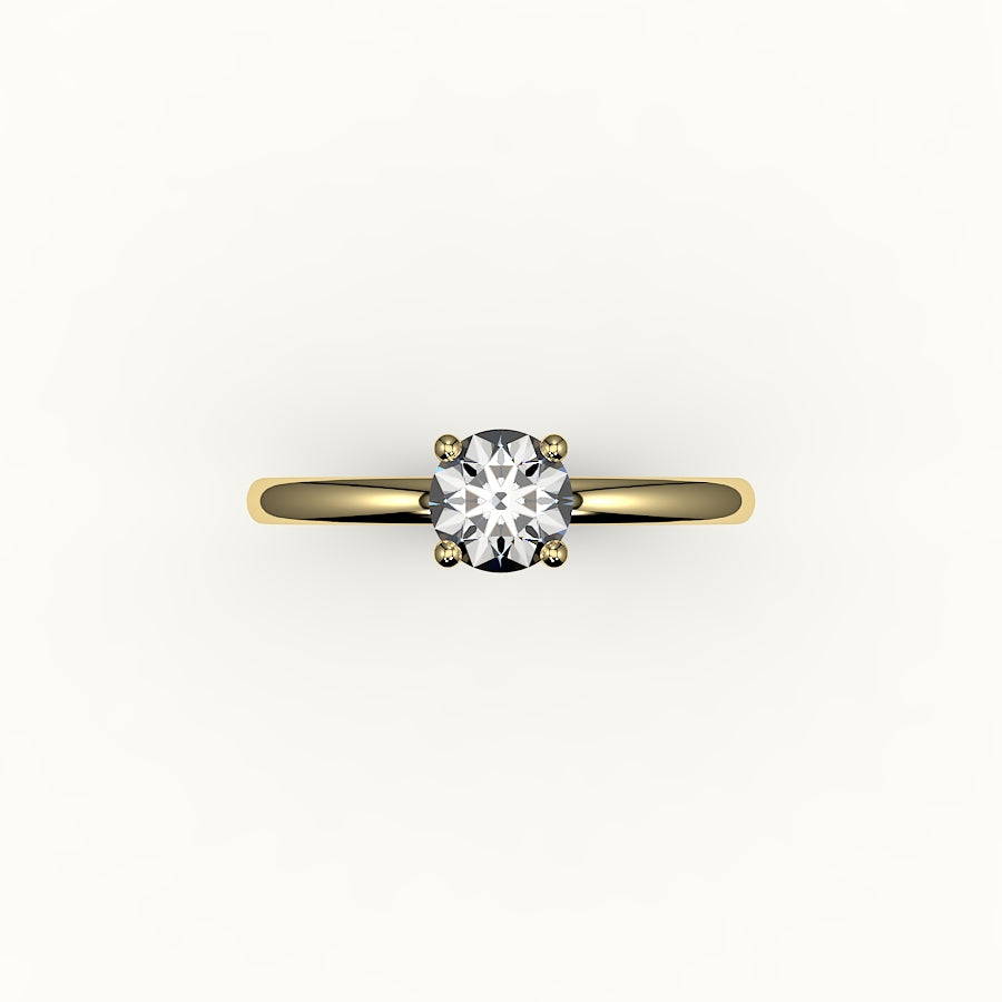 Engaste de anillo solitario de corte redondo clásico