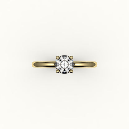 Engaste de anillo solitario de corte redondo clásico