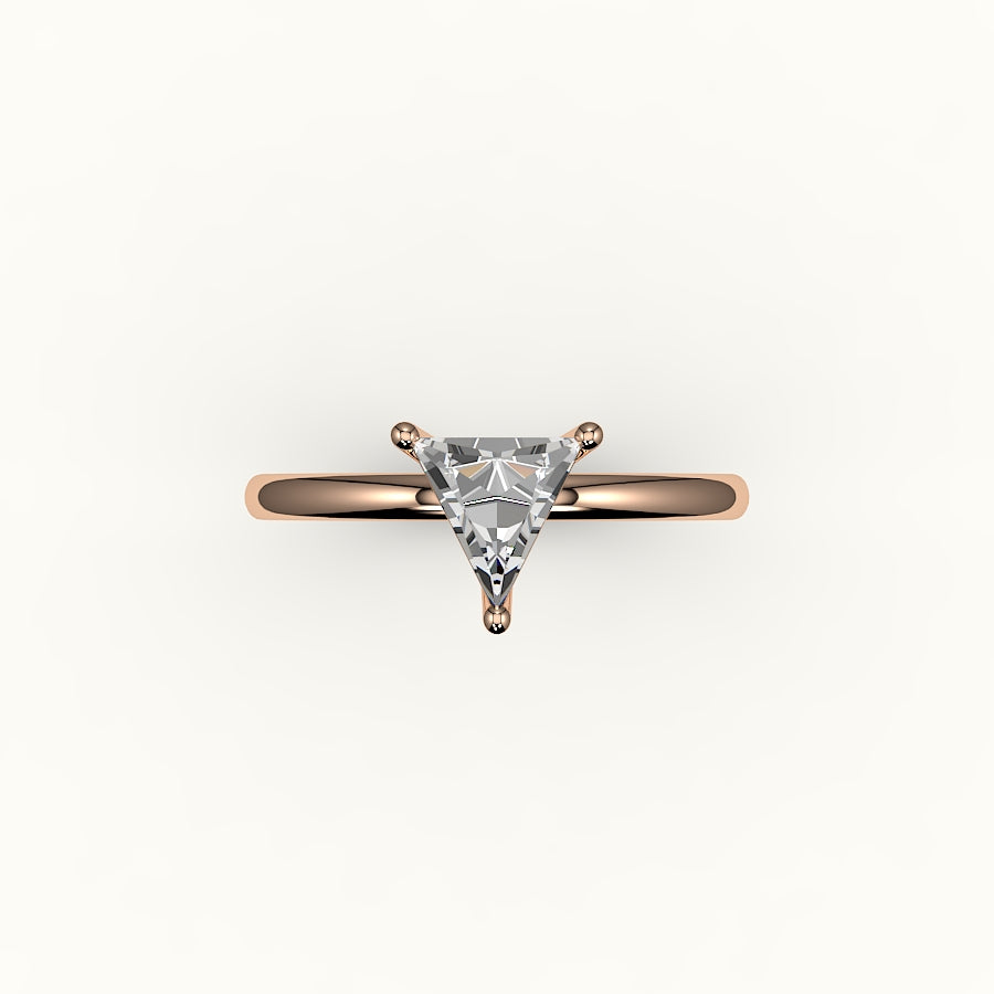 Engaste de anillo solitario de corte triangular