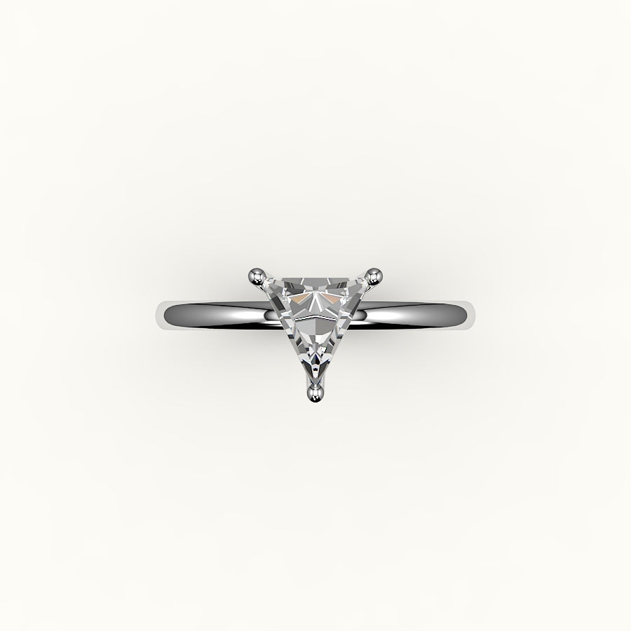 Engaste de anillo solitario de corte triangular