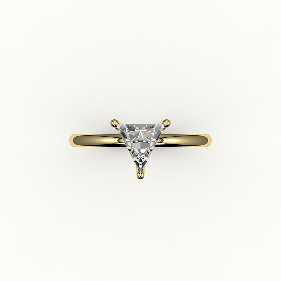 Engaste de anillo solitario de corte triangular