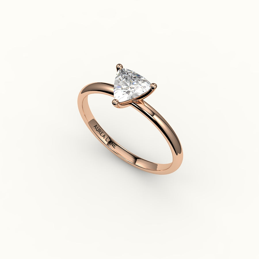 Engaste de anillo solitario de corte trillón