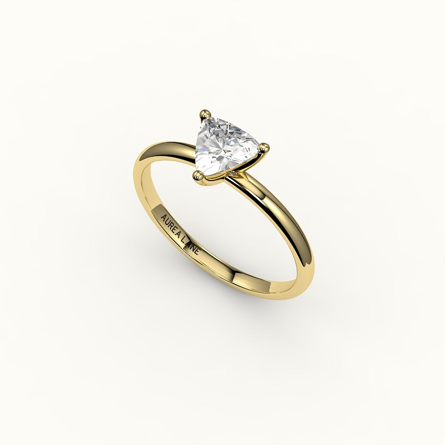 Engaste de anillo solitario de corte trillón