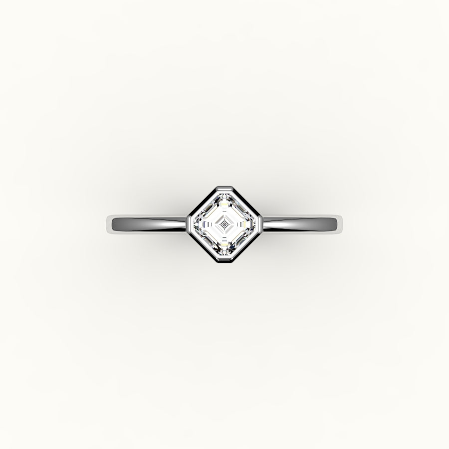 Juego de brújula con bisel de corte Asscher y engaste de anillo