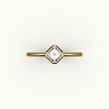 Juego de brújula con bisel de corte Asscher y engaste de anillo