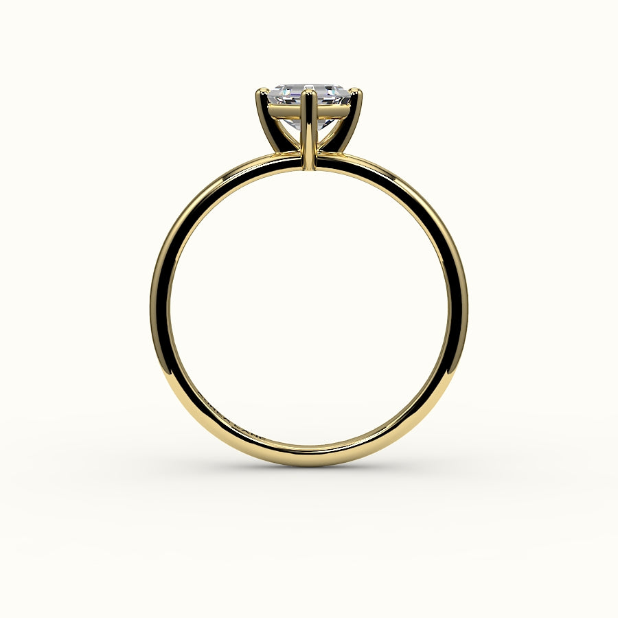 Anillo solitario con corte Asscher y brújula