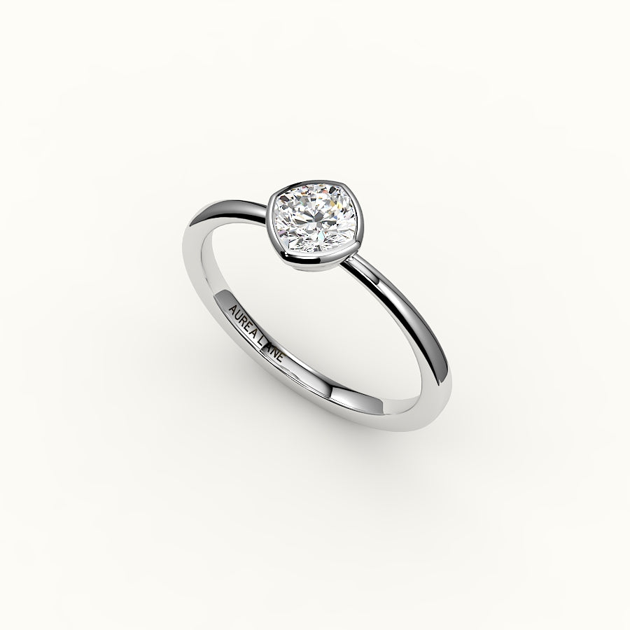 Compass Set Cushion Cut Bezel Ring Setting