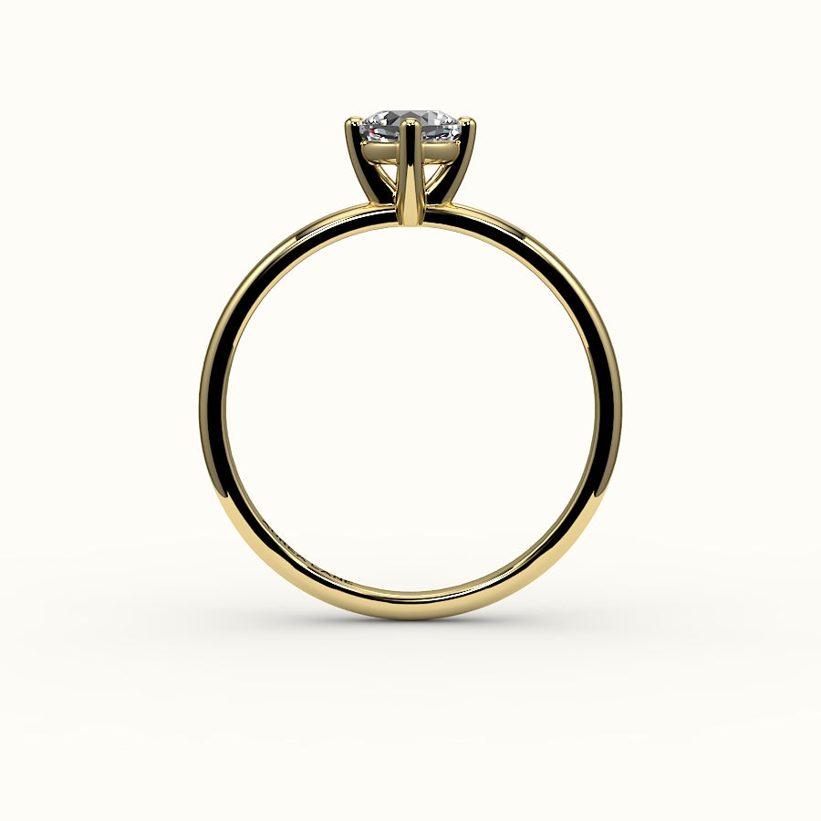 Anillo solitario con corte cojín y brújula