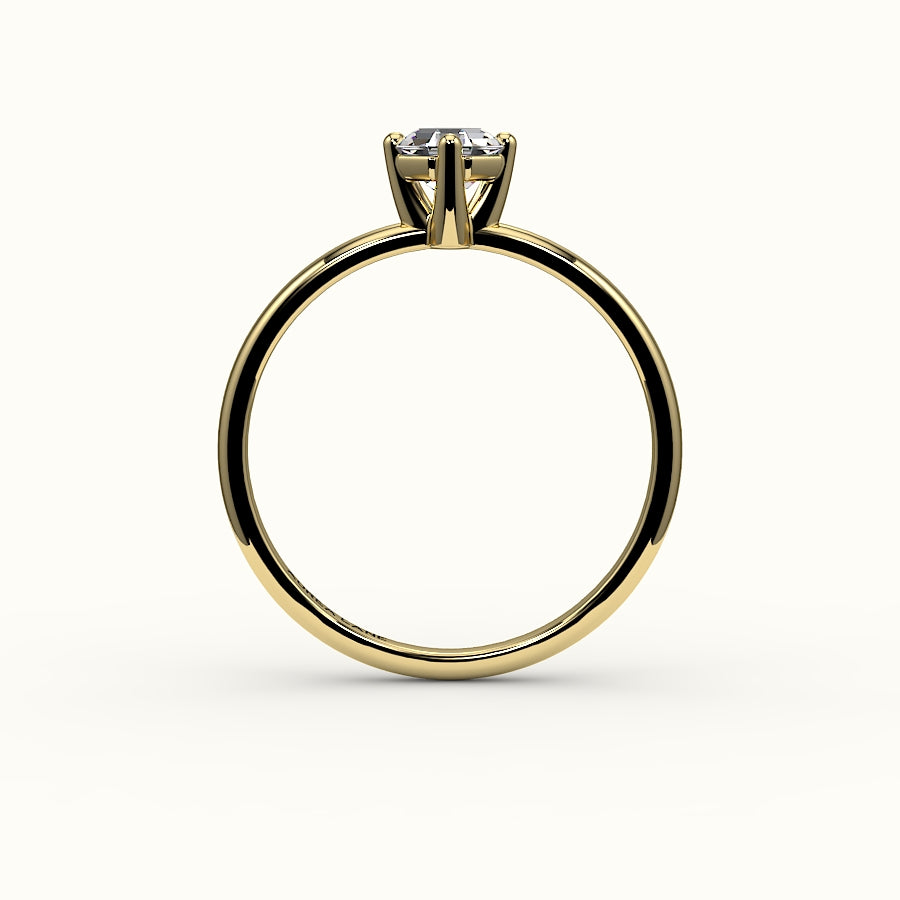 Anillo solitario con corte octogonal y brújula
