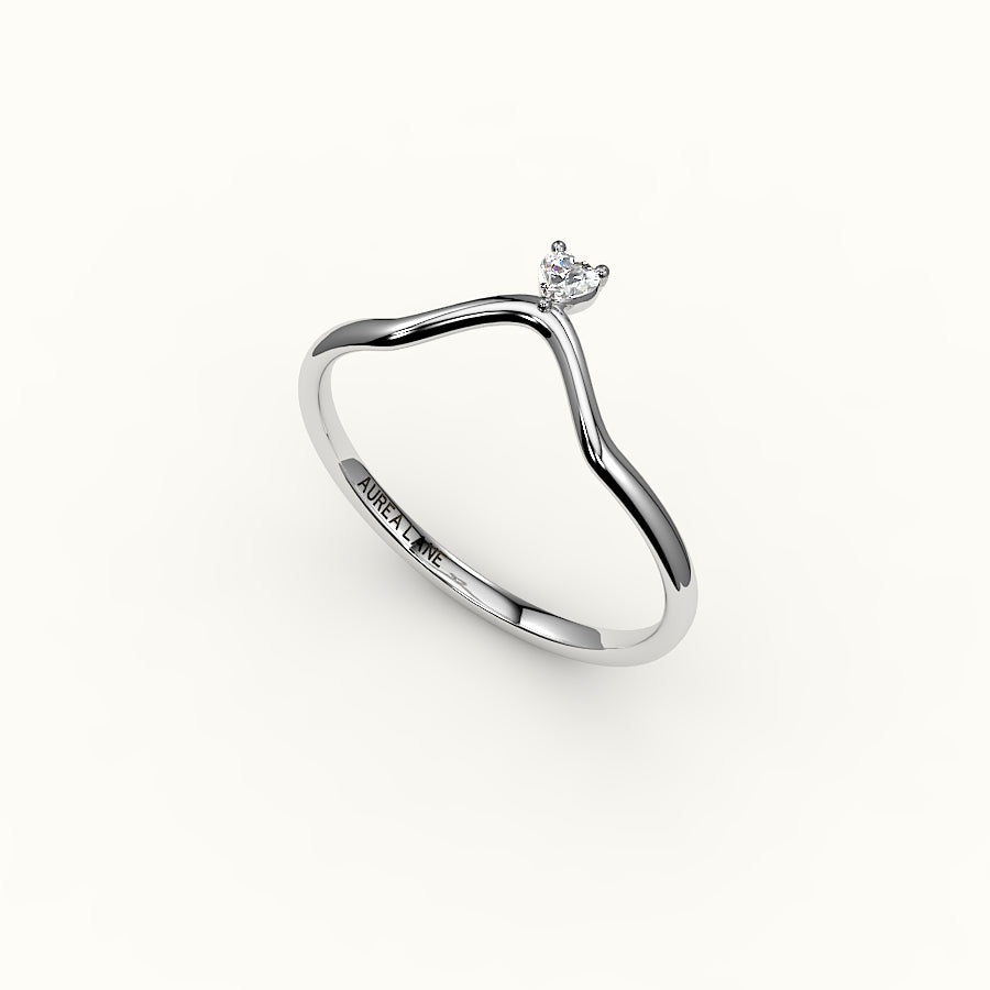 Heart Cut V Diamond Curved Band