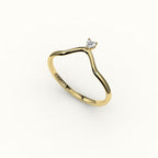Heart Cut V Diamond Curved Band