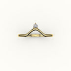 Round Cut V Diamond Curved Band