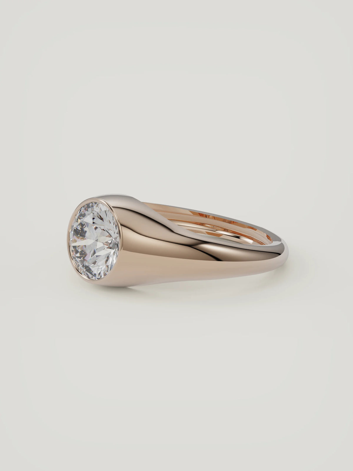 The Cala | Round Bezel Solitaire — 14K Rose Gold — 3/4 View