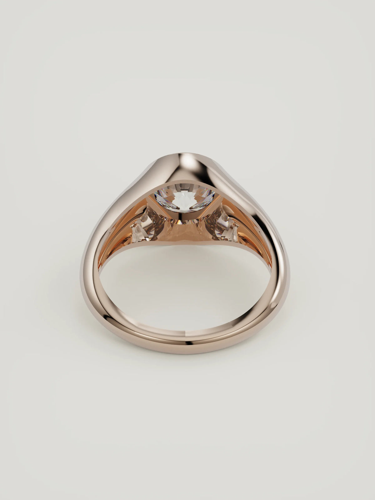 The Cala | Round Bezel Solitaire — 14K Rose Gold — Back View