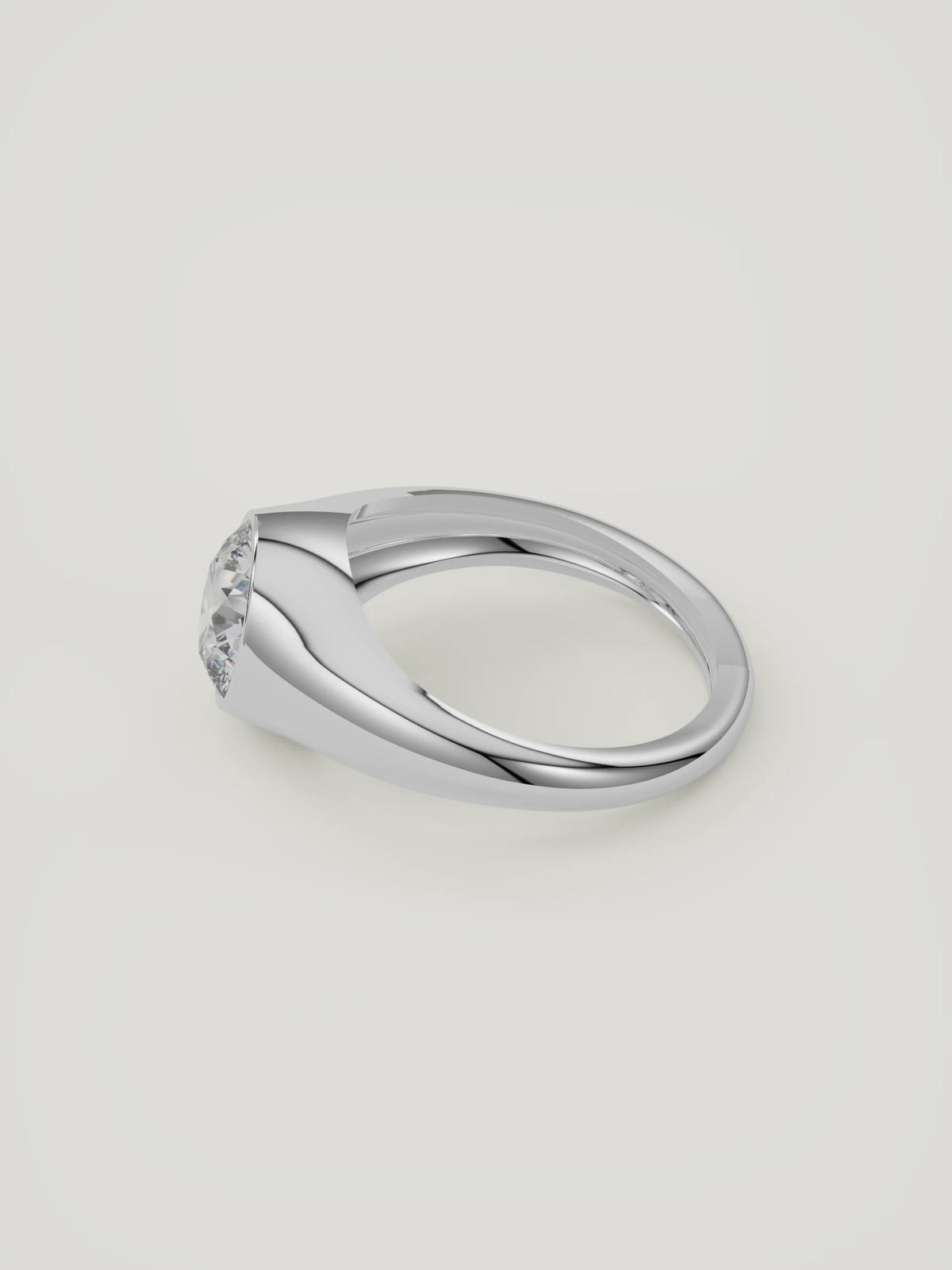 The Cala | Round Bezel Solitaire — 14K White Gold — Side Profile