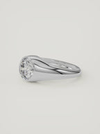 The Cala | Round Bezel Solitaire — 14K White Gold — 3/4 View