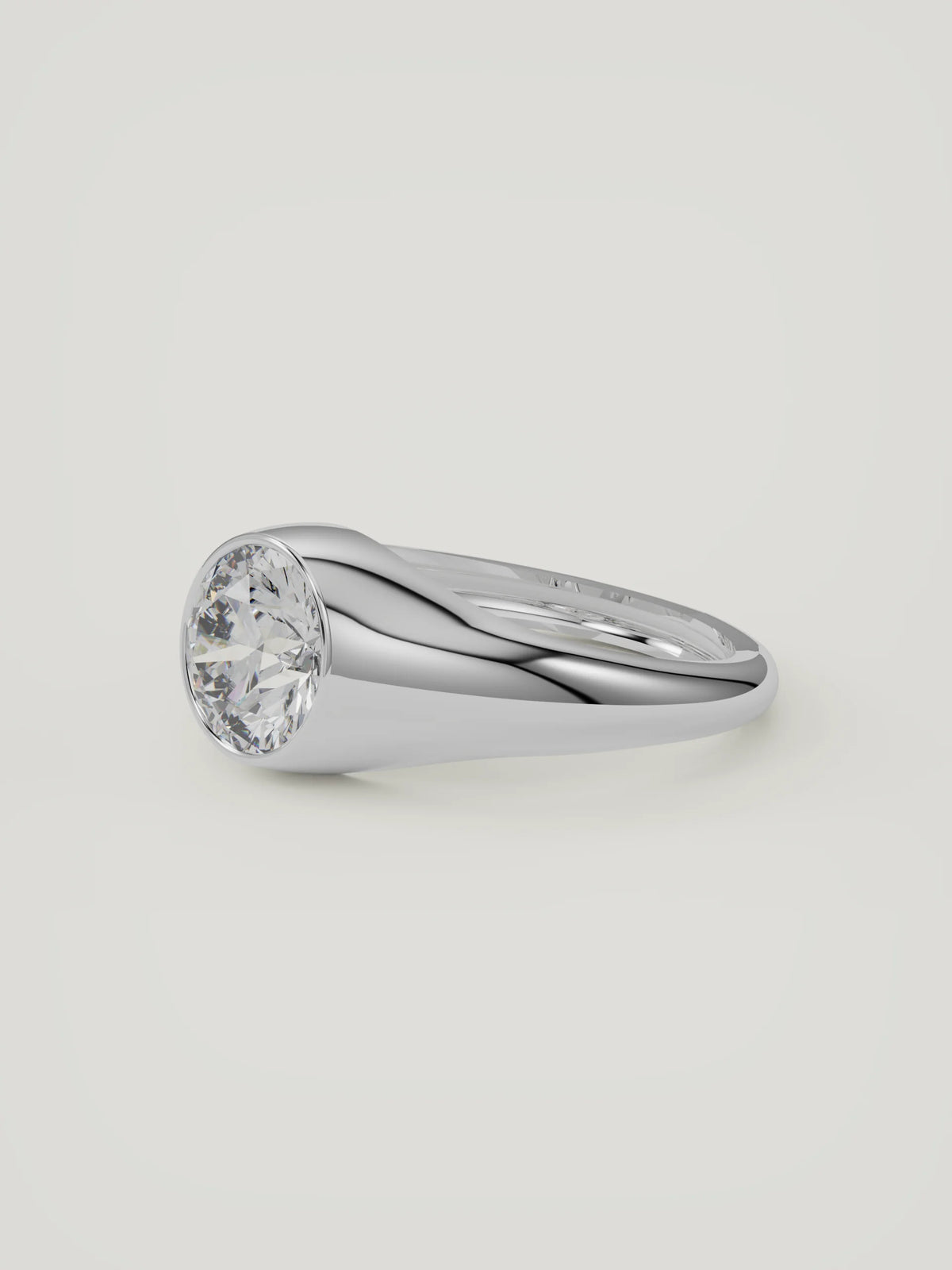 The Cala | Round Bezel Solitaire — 14K White Gold — 3/4 View