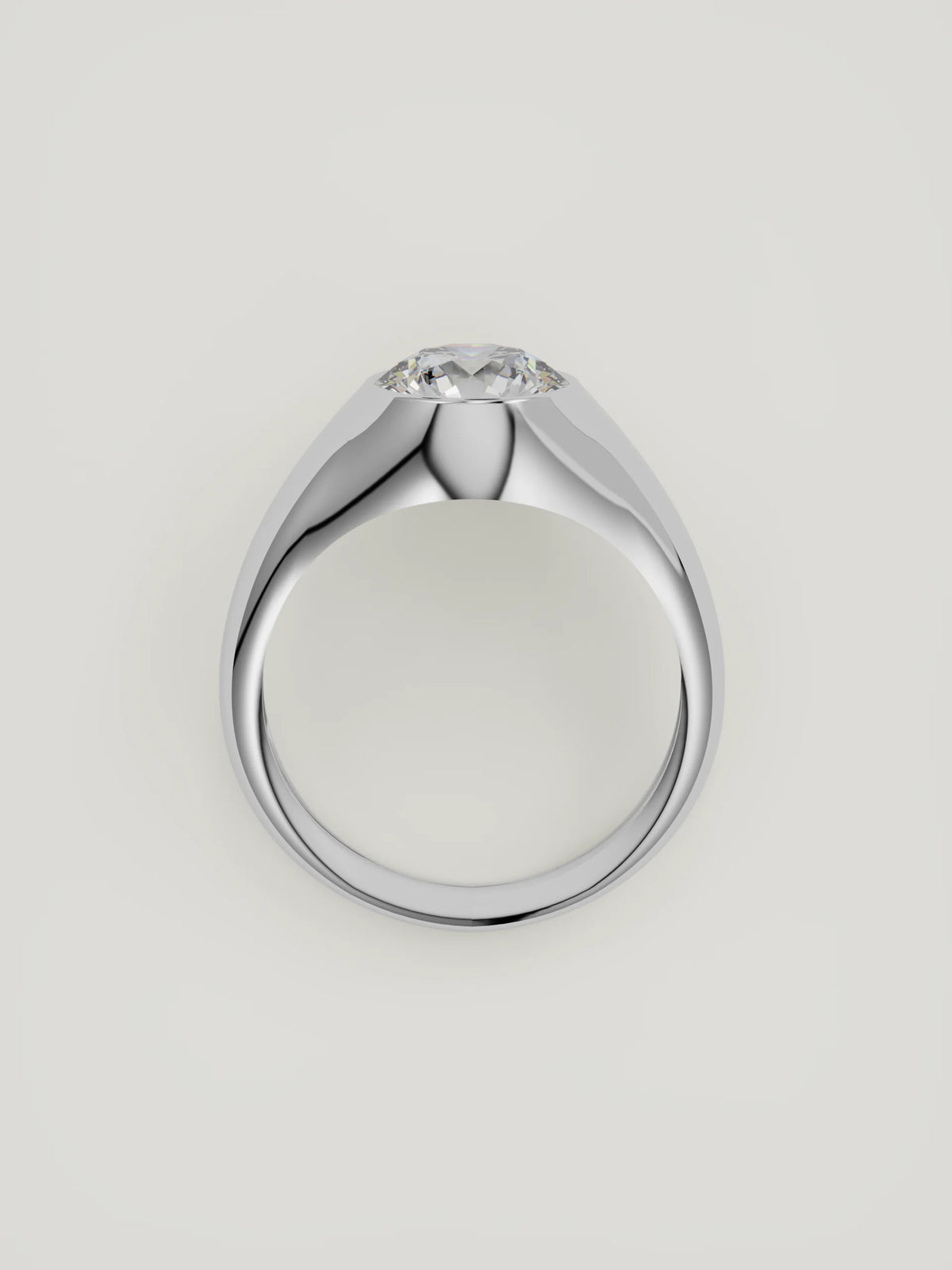 The Cala | Round Bezel Solitaire — 14K White Gold — Top View