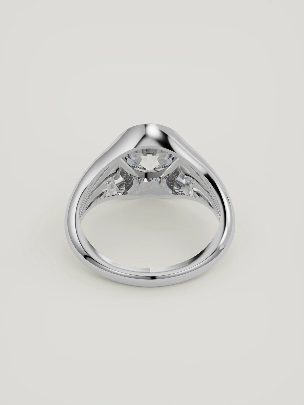 The Cala | Round Bezel Solitaire — 14K White Gold — Back View