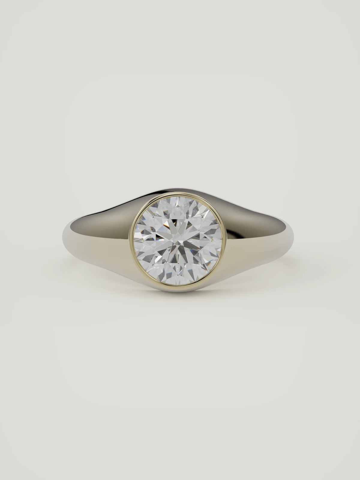 The Cala | Round Bezel Solitaire — 14K Yellow Gold — Front View