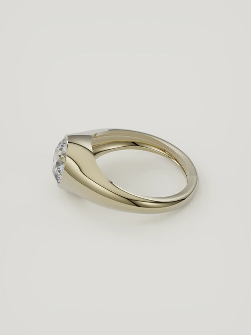 The Cala | Round Bezel Solitaire — 14K Yellow Gold — Side Profile