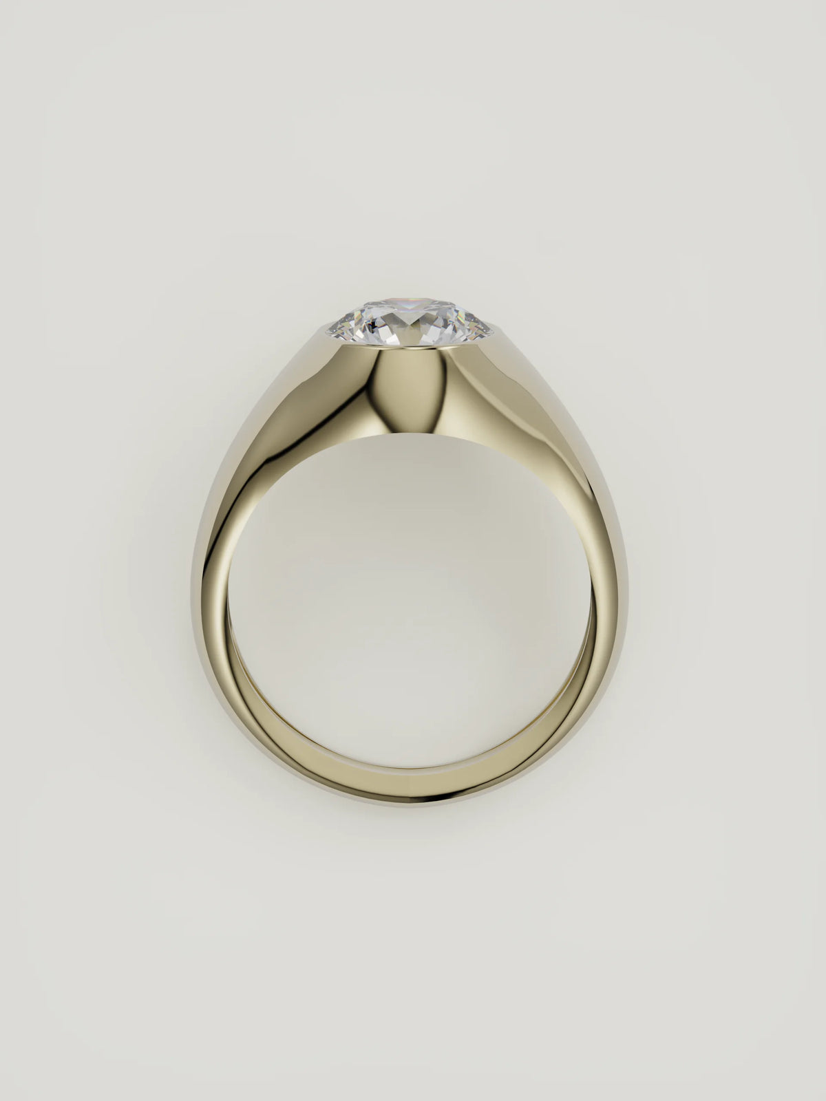 The Cala | Round Bezel Solitaire — 14K Yellow Gold — Top View
