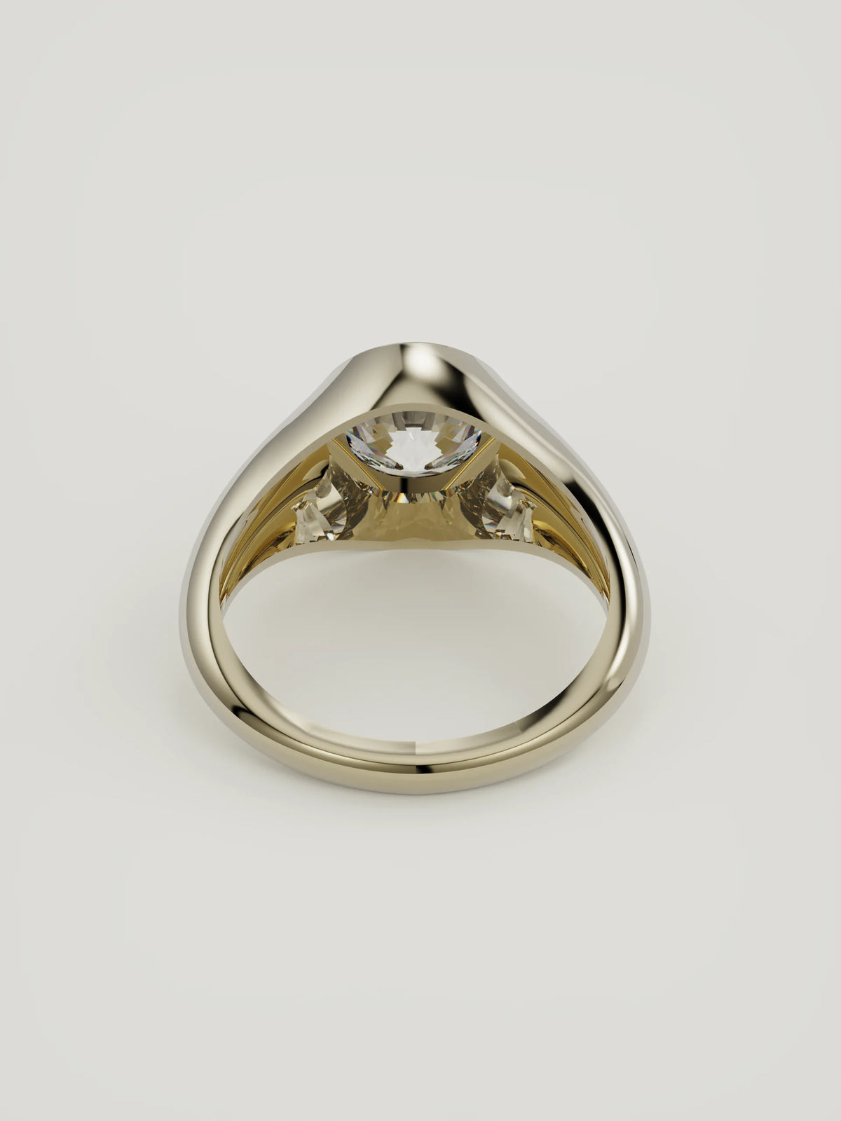 The Cala | Round Bezel Solitaire — 14K Yellow Gold — Back View